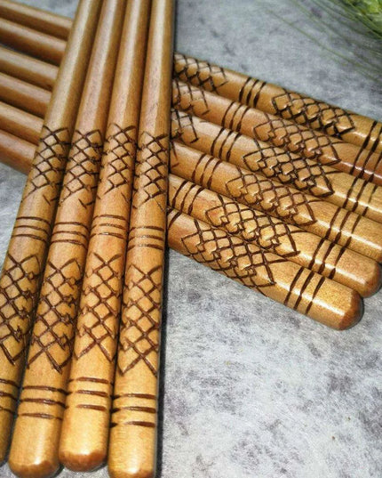 Set of 5 Handcrafted Eco-Friendly Japanese Bamboo Sushi Chopsticks - Non-Slip & Reusable Dining Must-Have