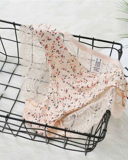 Women’s Leopard Print Lace Trim Seamless Cotton Panties - Breathable Ice Silk Lingerie