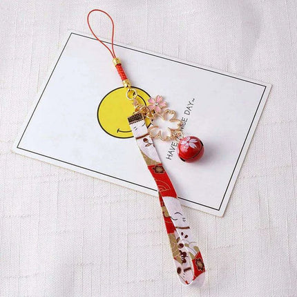 Kawaii Sakura Lucky Cat Keychain - Adorable Ceramic Charm for Good Fortune on Keys and Bags