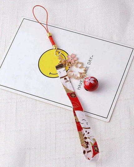 Kawaii Sakura Lucky Cat Keychain - Adorable Ceramic Charm for Good Fortune on Keys and Bags