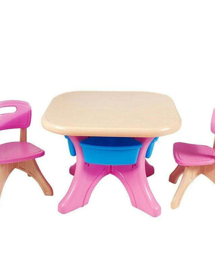 Kids' Creative Plastic Furniture Set with Storage Bins | Eco-Friendly Design | Fun and Durable Table and Chairs for Young Children