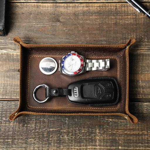 Sophisticated Leather Desk Organizer Tray - Elegant Storage Solution