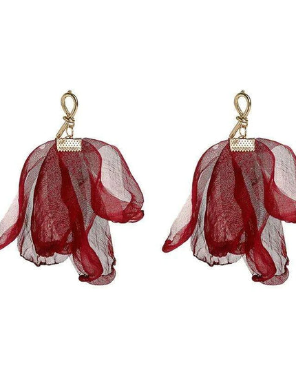 Elegant Bohemian Floral Chiffon Earrings: A Chic Expression of Luxury