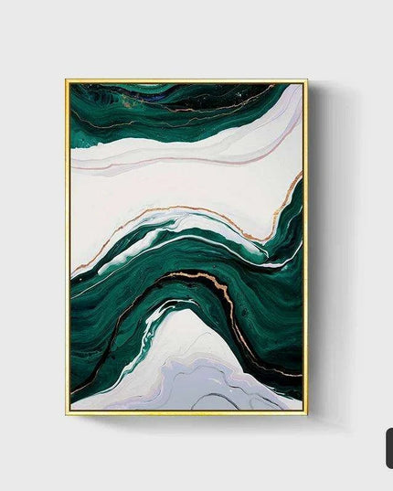 Sophisticated Green and Gold Foil Abstract Canvas Artwork for Chic Home Interiors