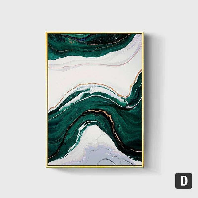 Sophisticated Green and Gold Foil Abstract Canvas Artwork for Chic Home Interiors