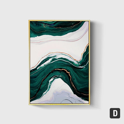 Contemporary Green and Gold Foil Lines Canvas Art for Stylish Space Enhancement