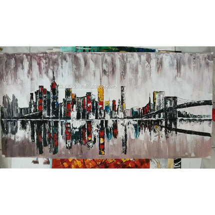 Abstract Urban Cityscape Hand-Painted Canvas Art - Contemporary Wall Decor Inspiration