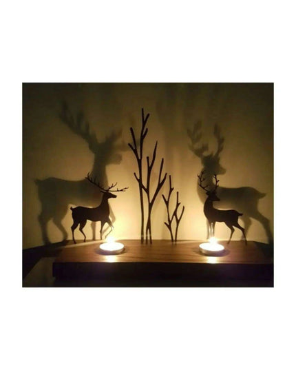 Elegant Artisan Wooden Candle Holder with Chic Metal Accents 1003