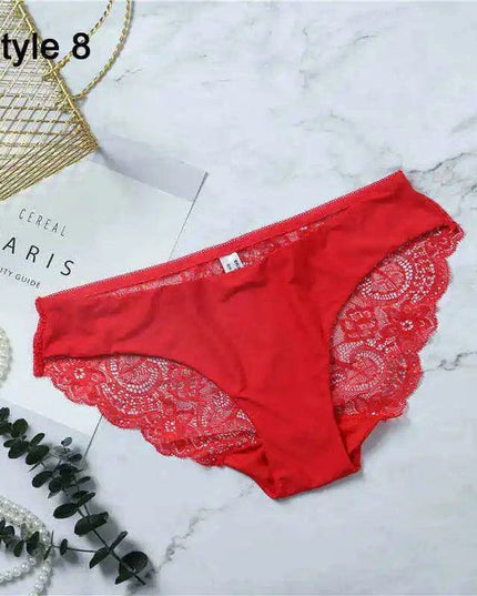 Women’s Leopard Print Lace Trim Seamless Cotton Panties - Breathable Ice Silk Lingerie