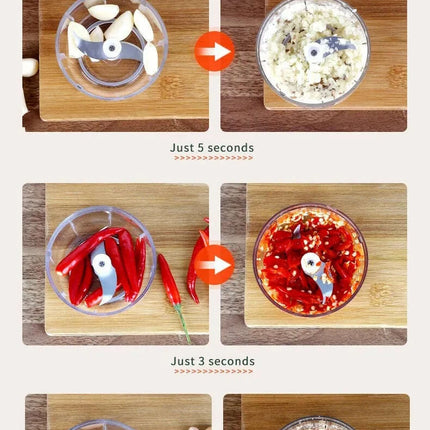 Compact Electric Garlic Chopper with Quick-Slice Technology and Adjustable Capacity