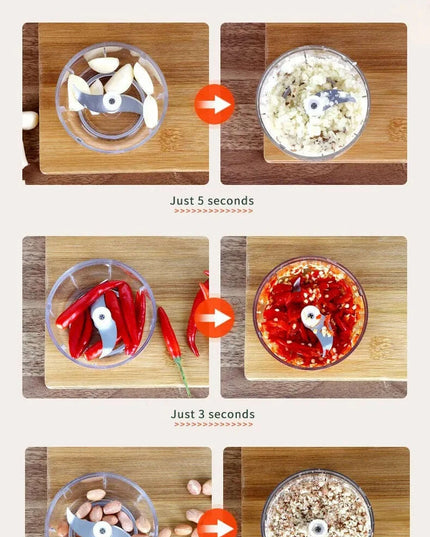 Compact Electric Garlic Chopper with Quick-Slice Technology and Adjustable Capacity