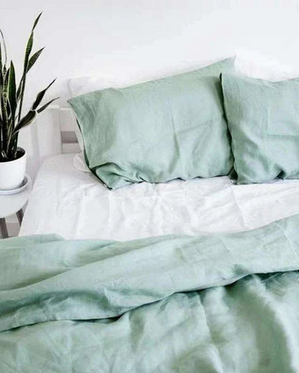 Tailored 100% Linen King Duvet Cover Available in Elegant Natural Gray, Soft Pink, and Serene Blue