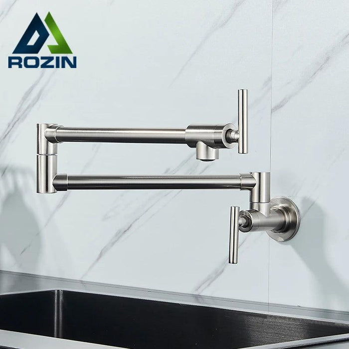 Brass Pot Filler Faucet with Flexible Swing Arm and Dual Joint Spout - Elevate Your Cooking Experience