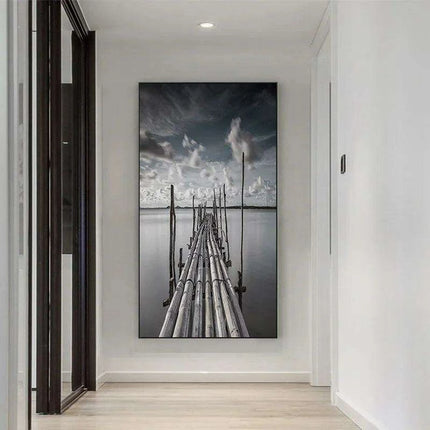 Serene Nordic Coastal Pier Canvas Art