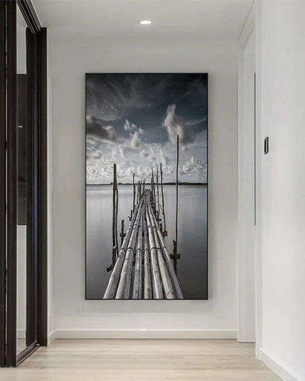 Serene Nordic Coastal Pier Canvas Art