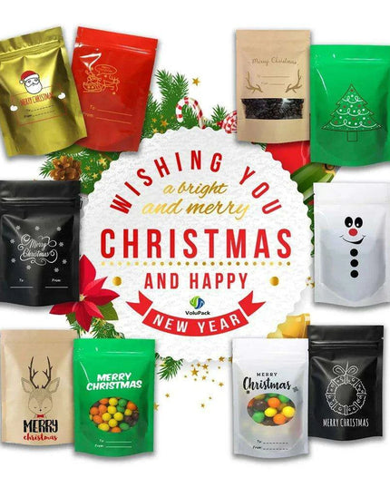 Christmas Ziplock Gift Bags Set - 50 Festive Designs for Merry Holiday Gifting