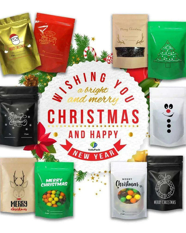 Christmas Ziplock Gift Bags Set - 50 Festive Designs for Merry Holiday Gifting