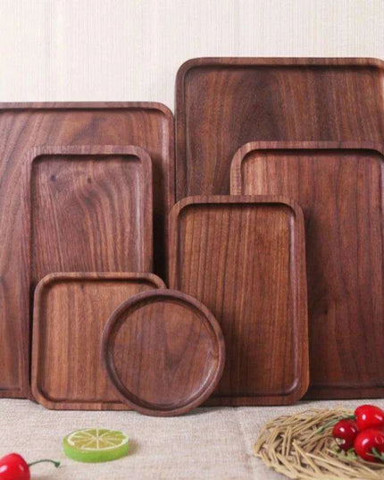 Luxury Black Walnut Serving Tray Collection - Exquisite Tableware for Upscale Dining