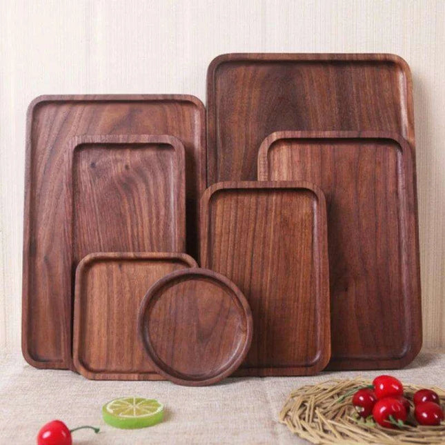 Luxury Black Walnut Serving Tray Collection - Exquisite Tableware for Upscale Dining