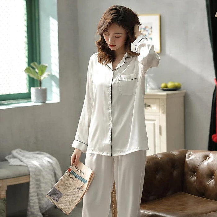 Satin Summer Pajama Set - Luxurious Solid Color Sleepwear Ensemble