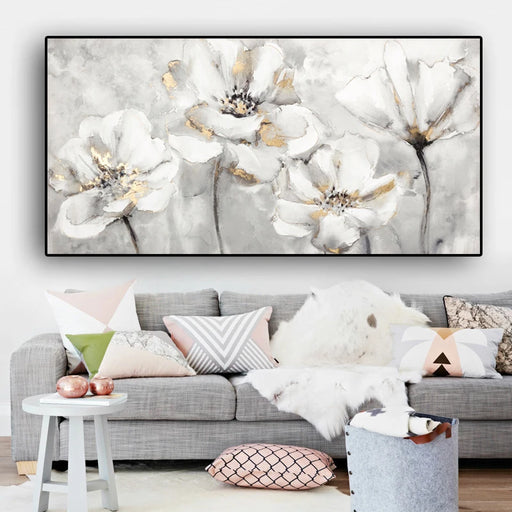 Elegant White Blossom Canvas Art Prints for Sophisticated Home Decor