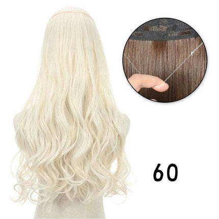 Blonde and Black Halo Hair Extensions for Effortless Volume and Length Boost