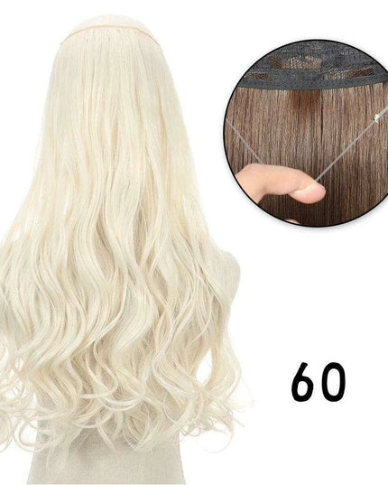 Blonde and Black Halo Hair Extensions for Effortless Volume and Length Boost