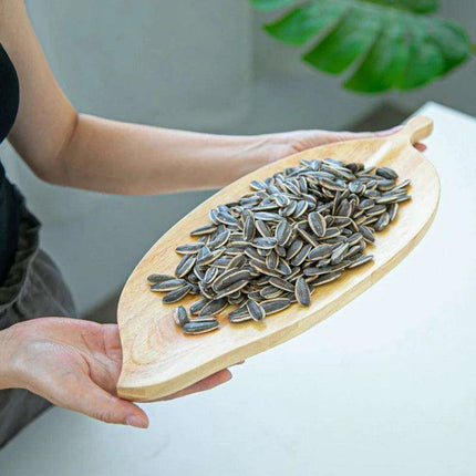 Elegant Leaf-Shaped Walnut Rubber Wood Serving Trays for Luxurious Dining
