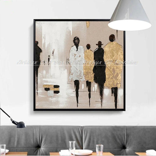 Elegant Abstract Urban Street Hand-Painted Acrylic Art - Contemporary Home Decor Masterpiece