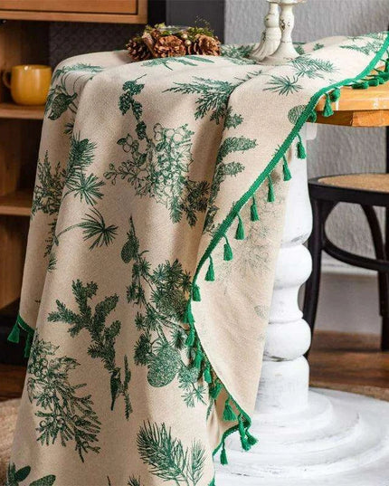 Elegant Floral Round Tablecloth with Stylish Tassel Trim - 150cm Diameter