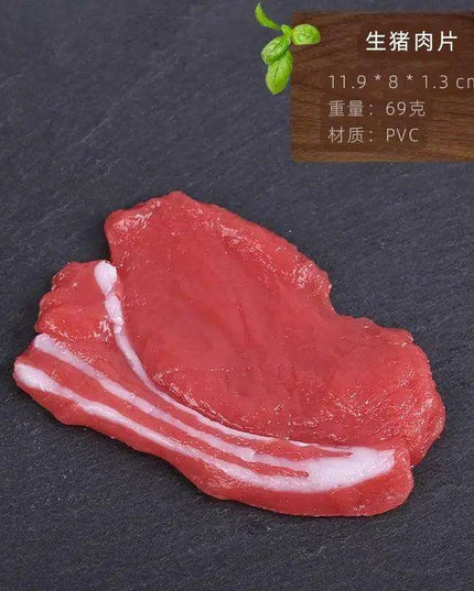 Lifelike Meat Replica Props for Photography and Home Decor - Realistic Steak, Pork, and Bacon Models