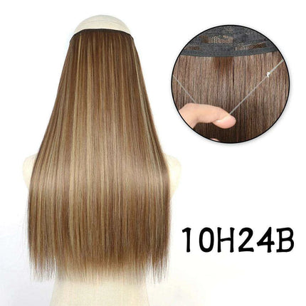 Blonde and Black Halo Hair Extensions for Effortless Volume and Length Boost
