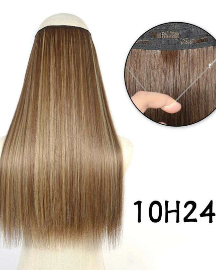 Blonde and Black Halo Hair Extensions for Effortless Volume and Length Boost