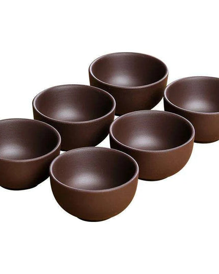 Handmade Artisan 6-Piece Purple Clay Tea Cup Collection for Tea Lovers