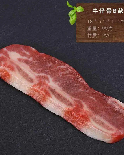 Lifelike Meat Replica Props for Photography and Home Decor - Realistic Steak, Pork, and Bacon Models