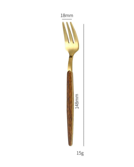 Luxurious Stainless Steel Cutlery Set with Elegant Wood Grain Handles