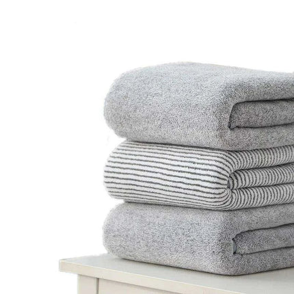 Supreme Comfort Striped Bamboo Coral Fleece Towel Set - Perfect for Bathing and Beaching