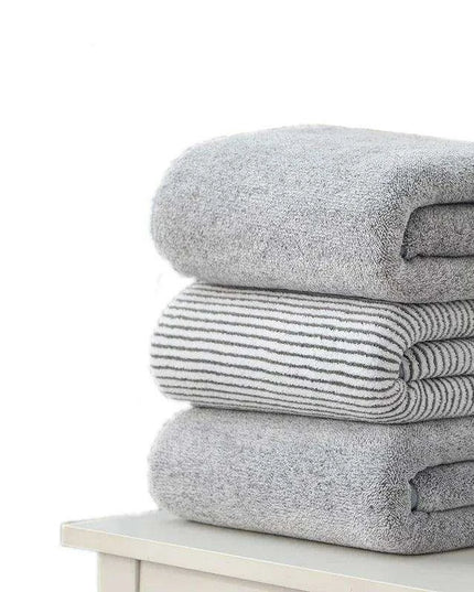 Supreme Comfort Striped Bamboo Coral Fleece Towel Set - Perfect for Bathing and Beaching