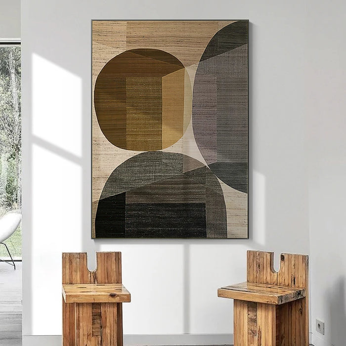 Brown Geometric Abstract Artwork Set for Modern Interior Styling