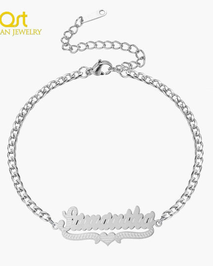 Personalized Cuban Chain Name Jewelry Set for Women and Girls