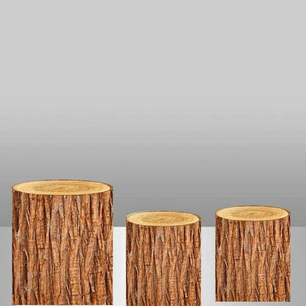 Customizable Wood Bark Elastic Fabric Cylinder Covers for Stunning Dessert Table Decor