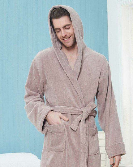 Cozy Elegance Unisex Cotton Hooded Kimono Robe for Winter