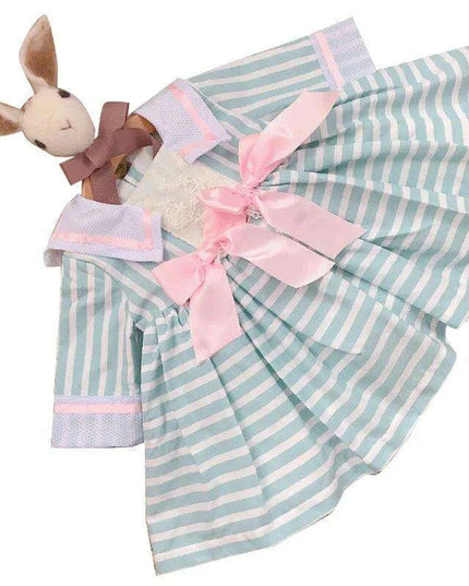 Navy Enchanted Birthday Dress for Girls - Spanish-Inspired Half-Sleeve Style