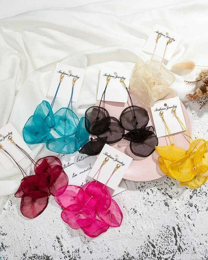 Elegant Bohemian Floral Chiffon Earrings: A Chic Expression of Luxury