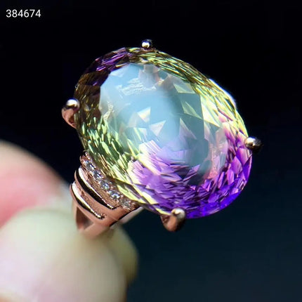 Natural Purple Yellow Ametrine Quartz Resizable Ring Faceted Cut Women Adjustable Size Ring Ametrine 12*16mm Rare Gift AAAAAA natural-purple-yellow-ametrine-quartz-resizable-ring-faceted-cut-women-adjustable-size-ring-ametrine-12-16mm-rare-gift-aaaaaa