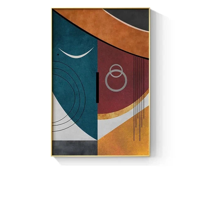 Modern Abstract Geometric Faces Canvas Art Print - Home Decor Wall Poster