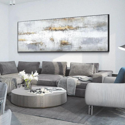 Elegant White Abstract Canvas Painting for Chic Living Room Decor - Contemporary Wall Art Print