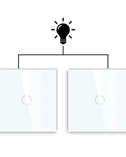 Touch Control Dual Location Stair Light Switch with Crystal Glass Panel in Modern White and Grey