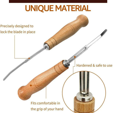 Premium Bread Scoring Tool Set with Leather Case and Stainless Steel Blade