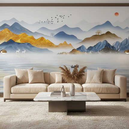 3D Forest Mountain Landscape Wallpaper Mural — Custom Size, 16 Scenes, 7 Materials
